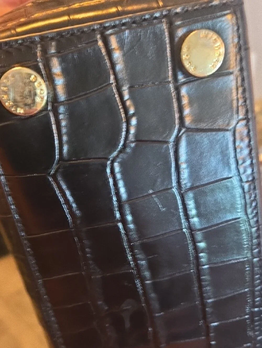 Michael Kors Black Croc-Embossed Leather Satchel
